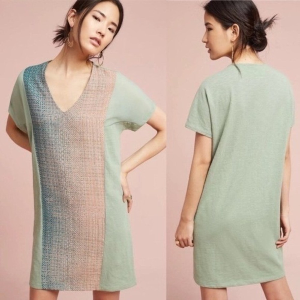 Anthropologie Akemi+Kin Hanselle Cocoon Tunic Shirt Dress‎ Green Shift XS 
 Mini